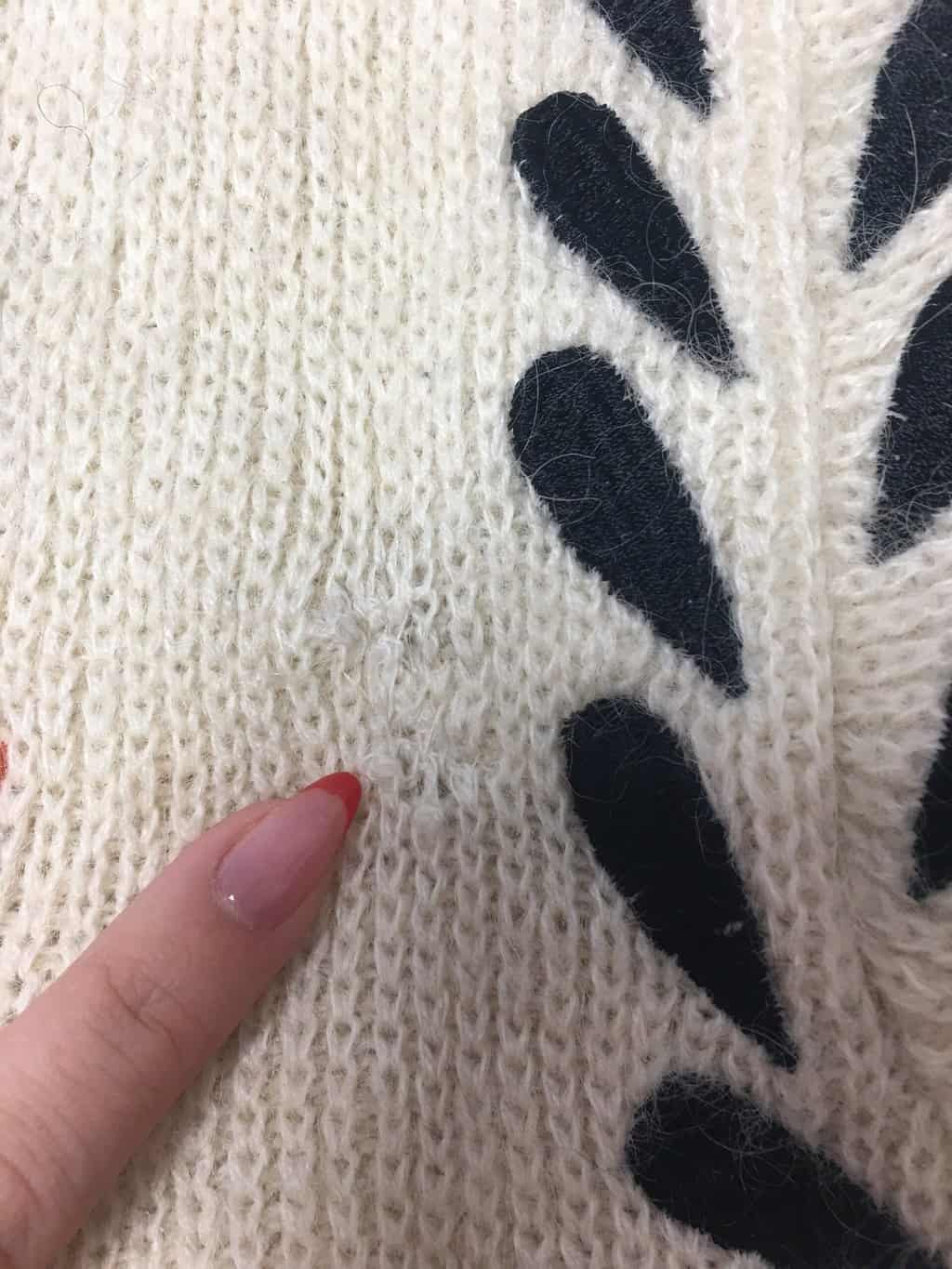 Vintage knitted wool cardigan coat with autumn leaf design - Large