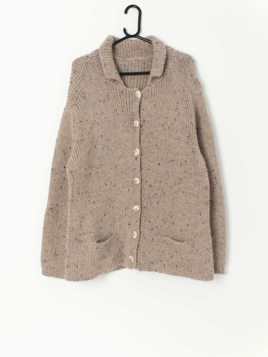 Vintage Marl Wool Collared Cardigan Xl