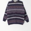 Vintage mauve wool jumper with geometric pattern - Large