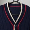 Vintage Navy Blue Preppy Cardigan With Red And White Details Xs Small 2