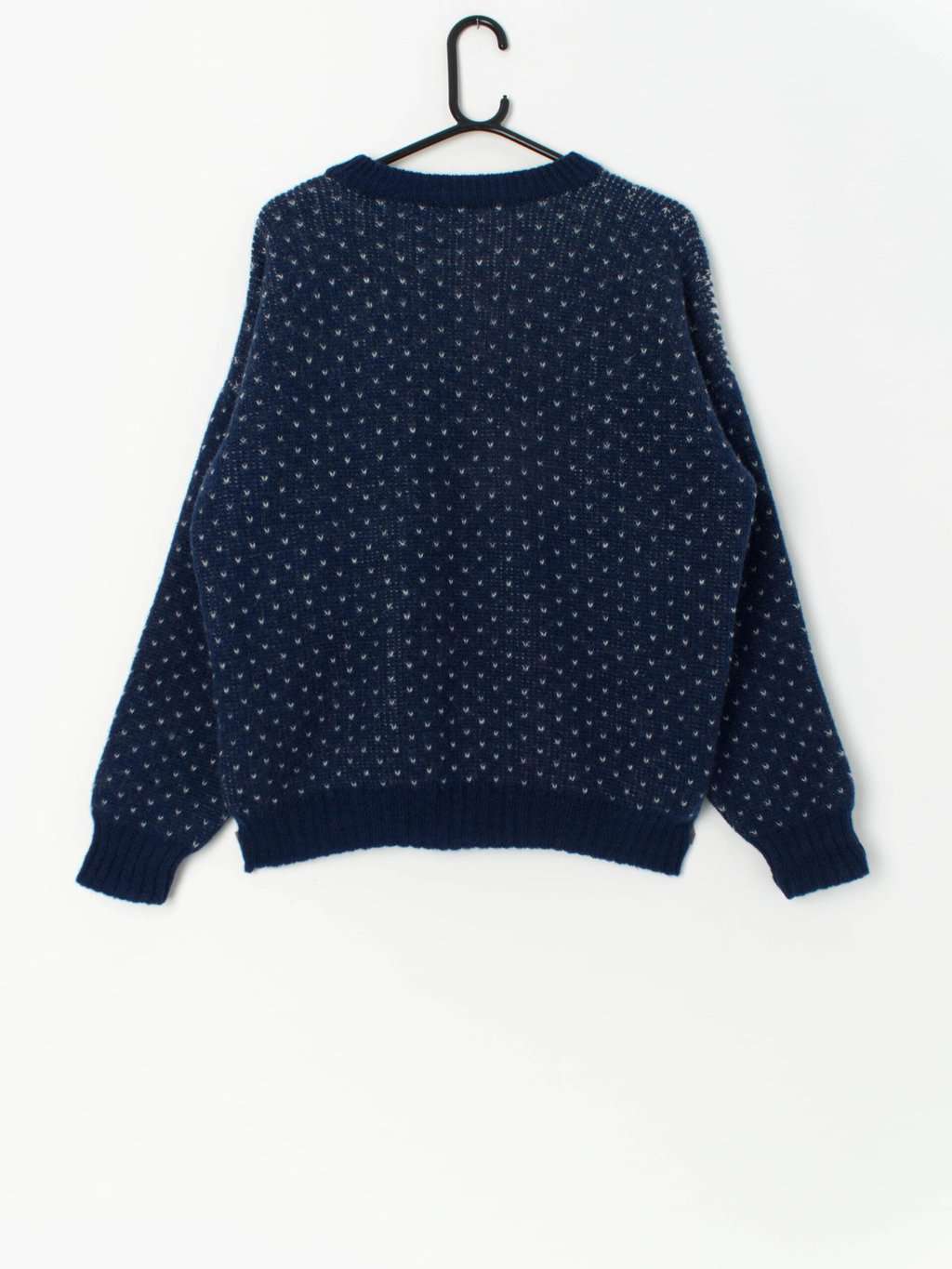Vintage Norlaender blue sweater with geometric design - Large