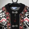 Vintage Norwegian wool cardigan with stunning geometric design - Medium / Large