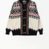 Vintage Norwegian wool cardigan with stunning geometric design - Medium / Large