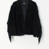 Vintage Orton of London suede leather jacket in black with fringe detail - Medium / Large