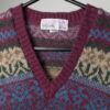 Vintage Pitlochry Shetland wool knitted vest in dark purple, mens - Small