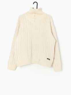 Vintage quarter zip cable knit wool sweater - Medium / Large
