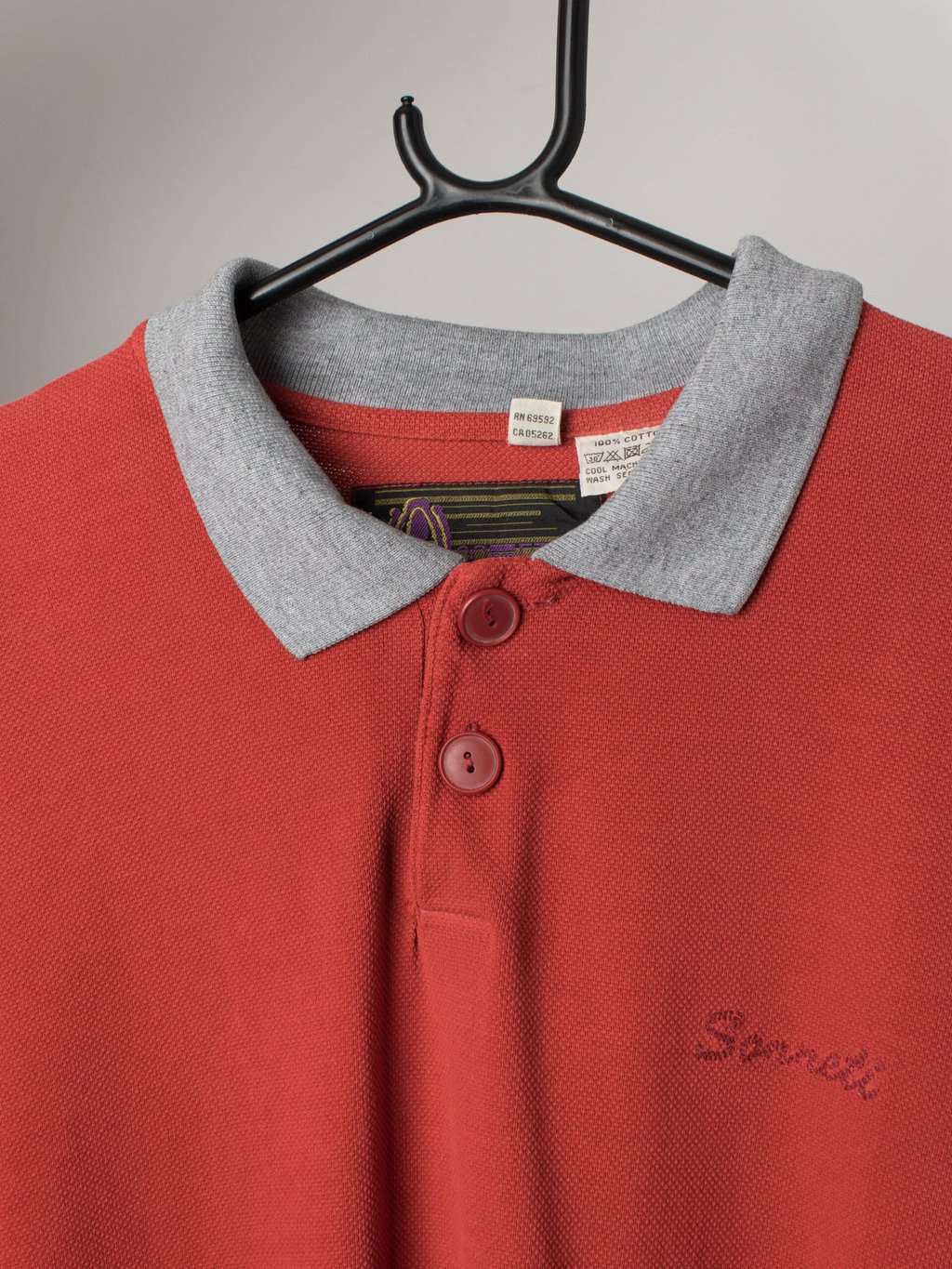 Vintage Rust Orange Long Sleeve Polo Shirt Xl 2