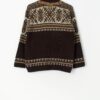 Vintage Scandinavian wool cardigan in brown and orange - Medium