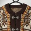 Vintage Scandinavian wool cardigan in brown and orange - Medium