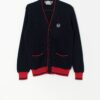 Vintage Sergio Tacchini wool cardigan in navy blue and red - Medium