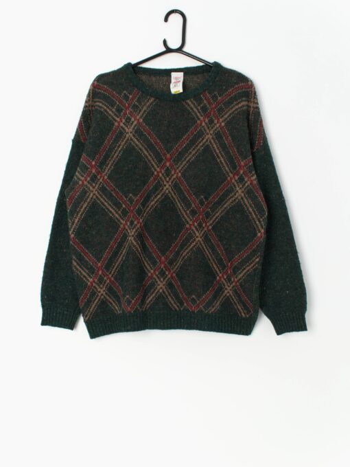 Vintage St Michael knitted jumper with diamond checked design - Large / XL