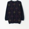 Vintage Tulchan knitted autumn sweater with berries and leaves design - Small