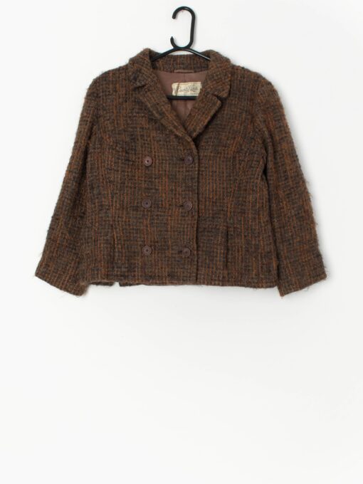 Vintage tweed jacket in orange and brown, 1960s original - Medium