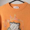 Vintage United colours of Benetton orange wool jumper with cat applique - Medium