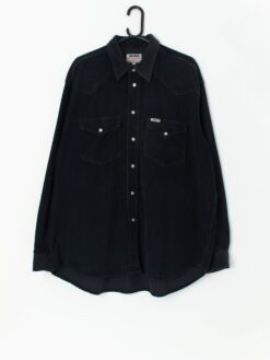 Vintage Women Cord Shirt In Dark Blue Xl
