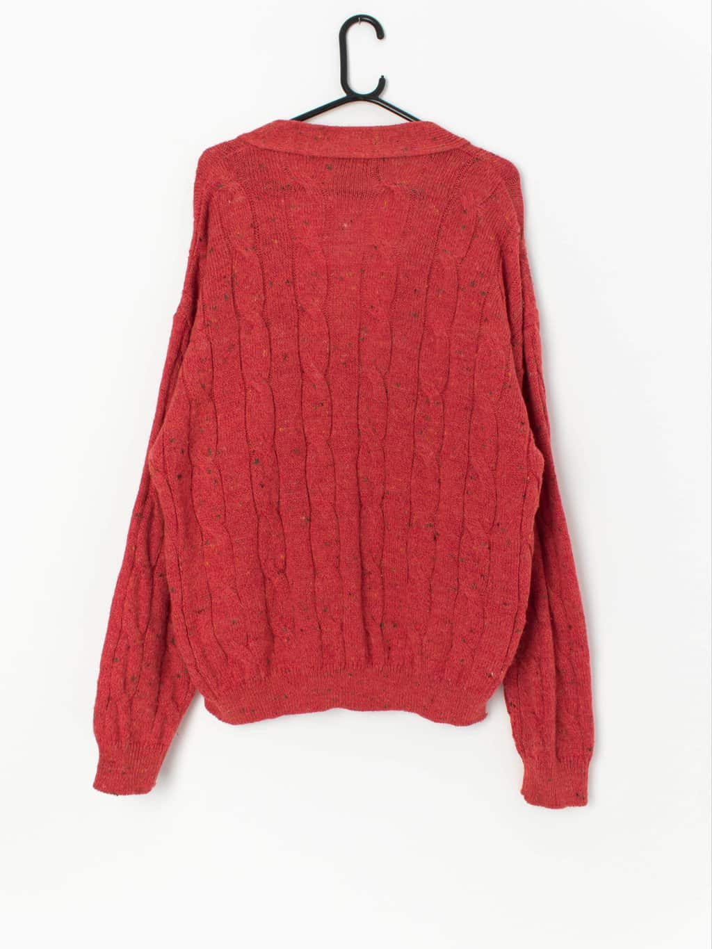 Vintage Shetland wool cable knit cardigan - Large / XL - Image 3