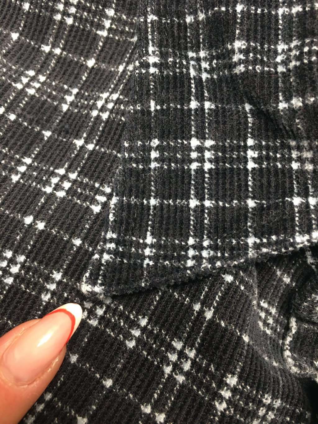 Vintage cord shirt in navy blue with white plaid design - Large - Image 4