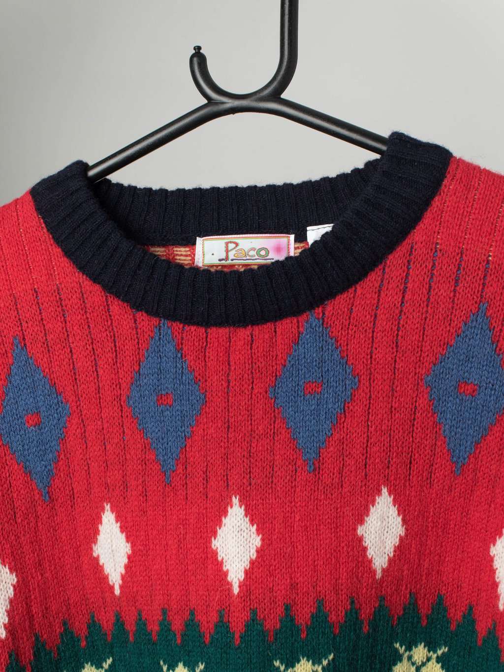 Vintage Paco bright mens wool jumper - XL - Image 2