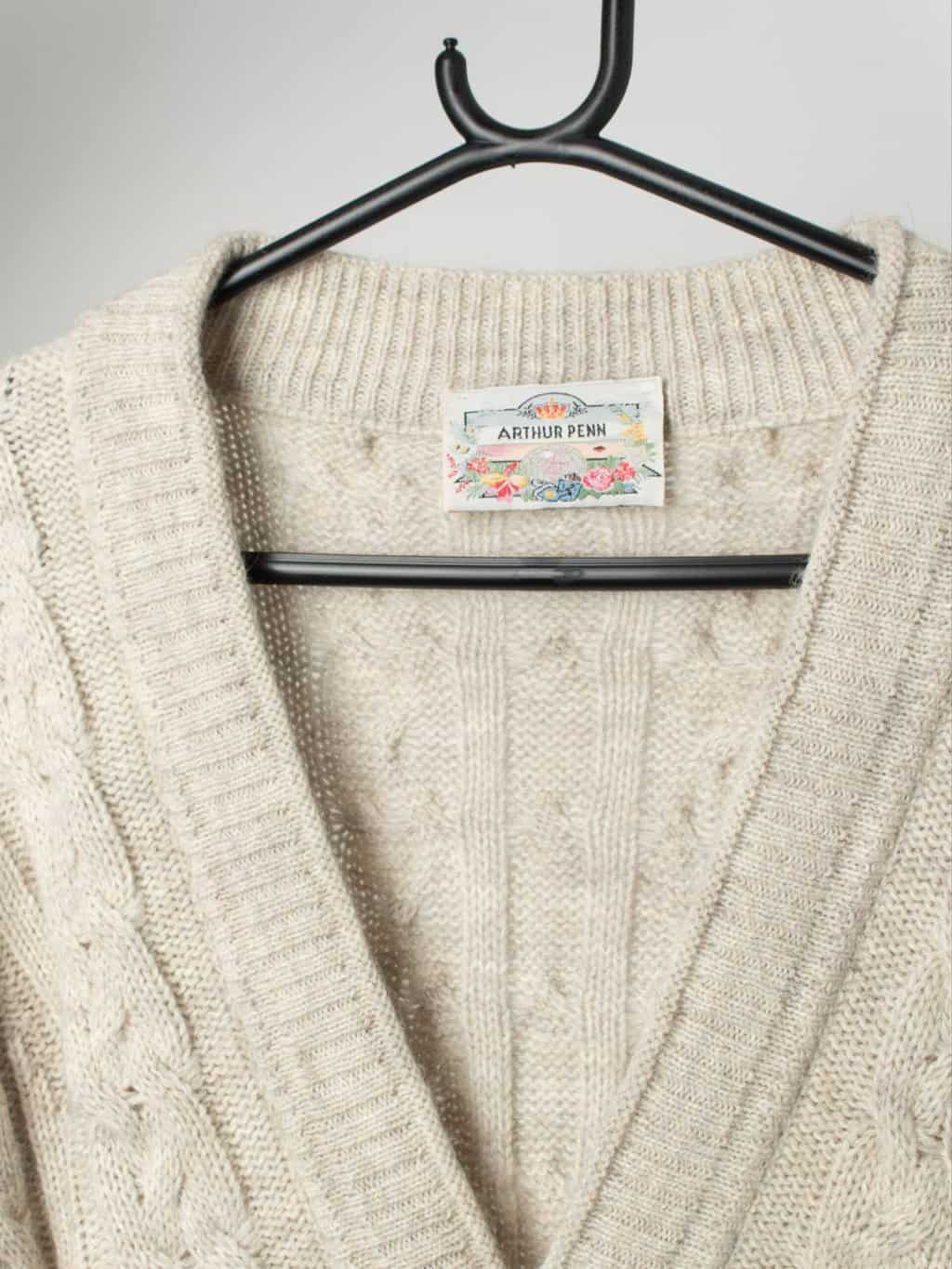 Vintage wool and alpaca cable knit cardigan - Large - Image 2