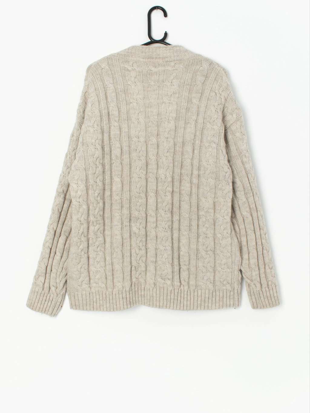 Vintage wool and alpaca cable knit cardigan - Large - Image 3