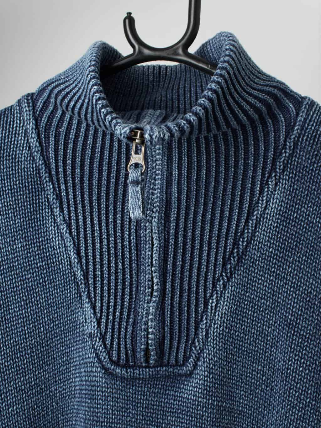 Vintage quarter zip jumper in denim blue - Medium / Large - Image 2