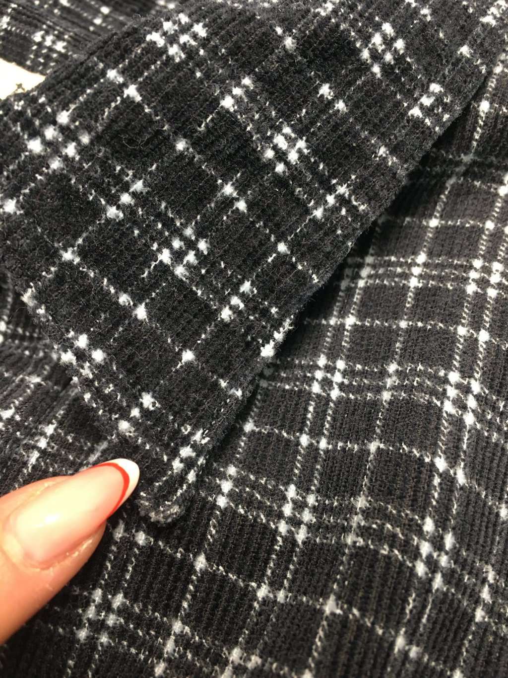 Vintage cord shirt in navy blue with white plaid design - Large - Image 5