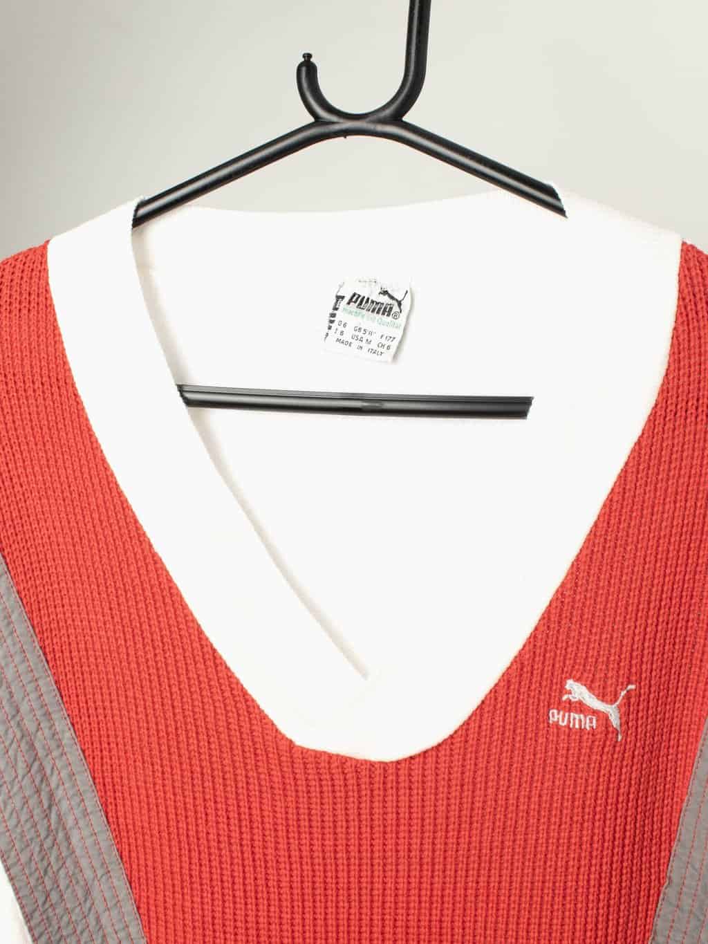 Vintage puma cream sweatshirt with lovely red knit section - XL / 2XL - Image 2