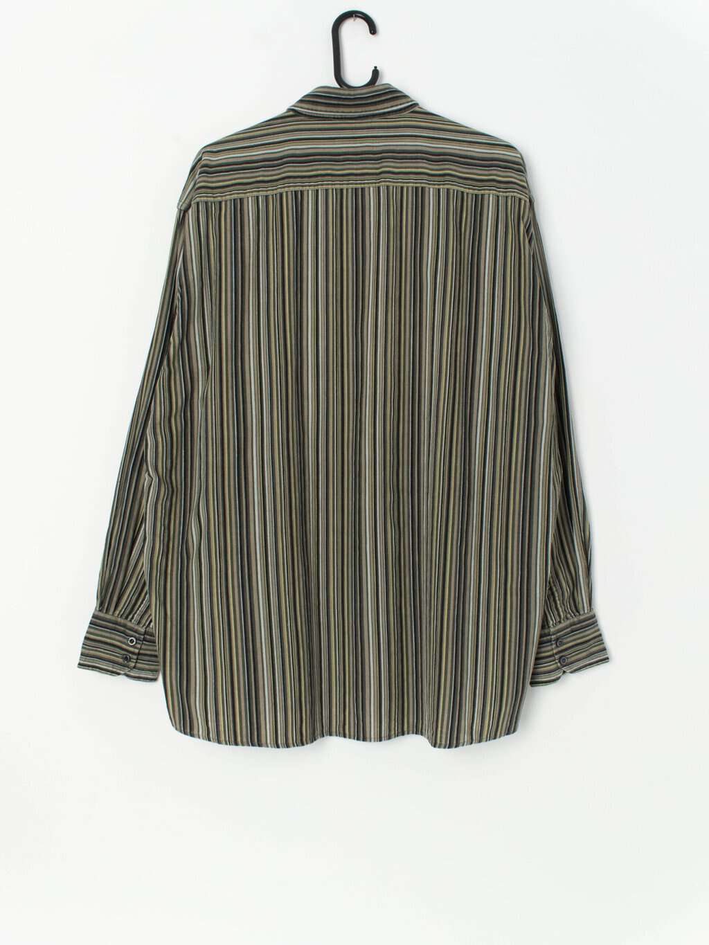 Vintage striped shirt in green, brown and black - XL - Image 3