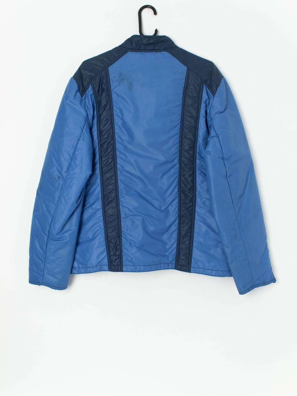 Vintage panel jacket in blue and navy, Mens 70s padded ski jacket - Medium - Image 3
