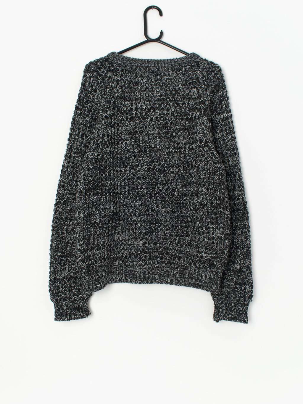 Vintage waffle knit jumper in black and white - Large - Image 3