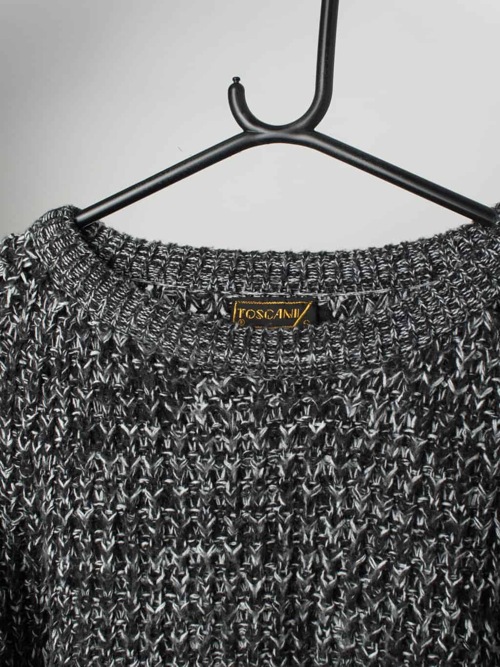 Vintage waffle knit jumper in black and white - Large - Image 2