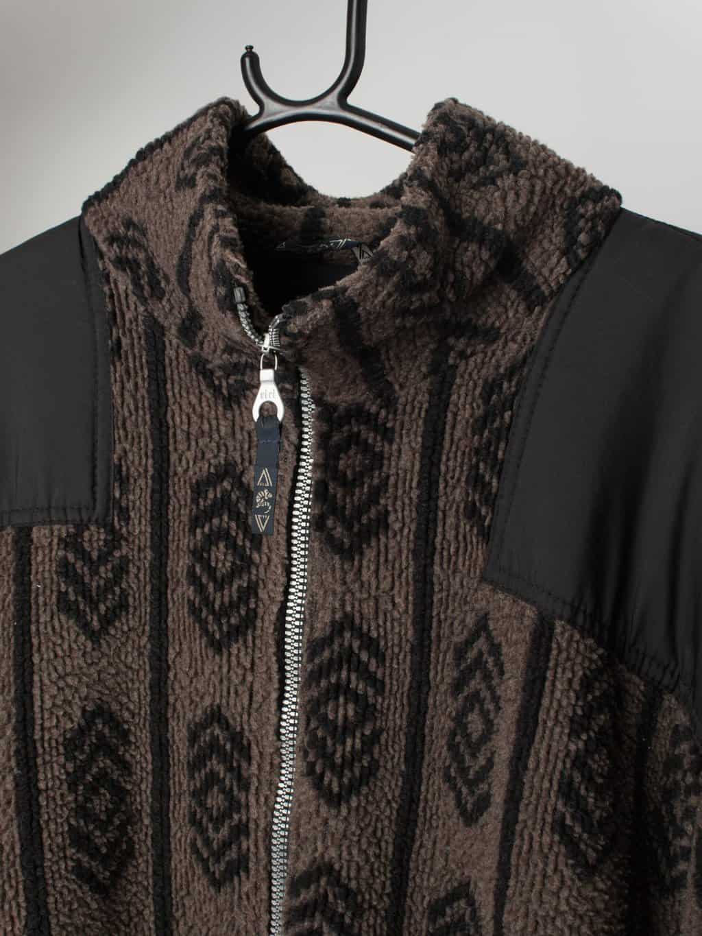 Vintage Santostefano snow core chunky sherpa fleece in brown and black - Large - Image 2