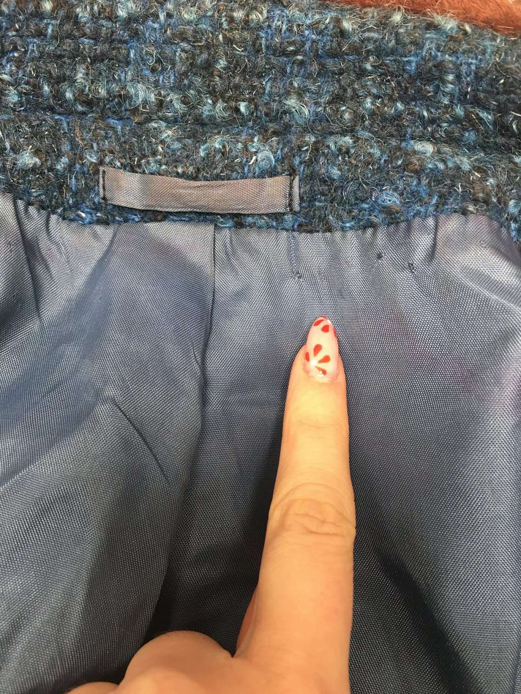 Vintage wool coat in tweed with fur collar - M - Image 7