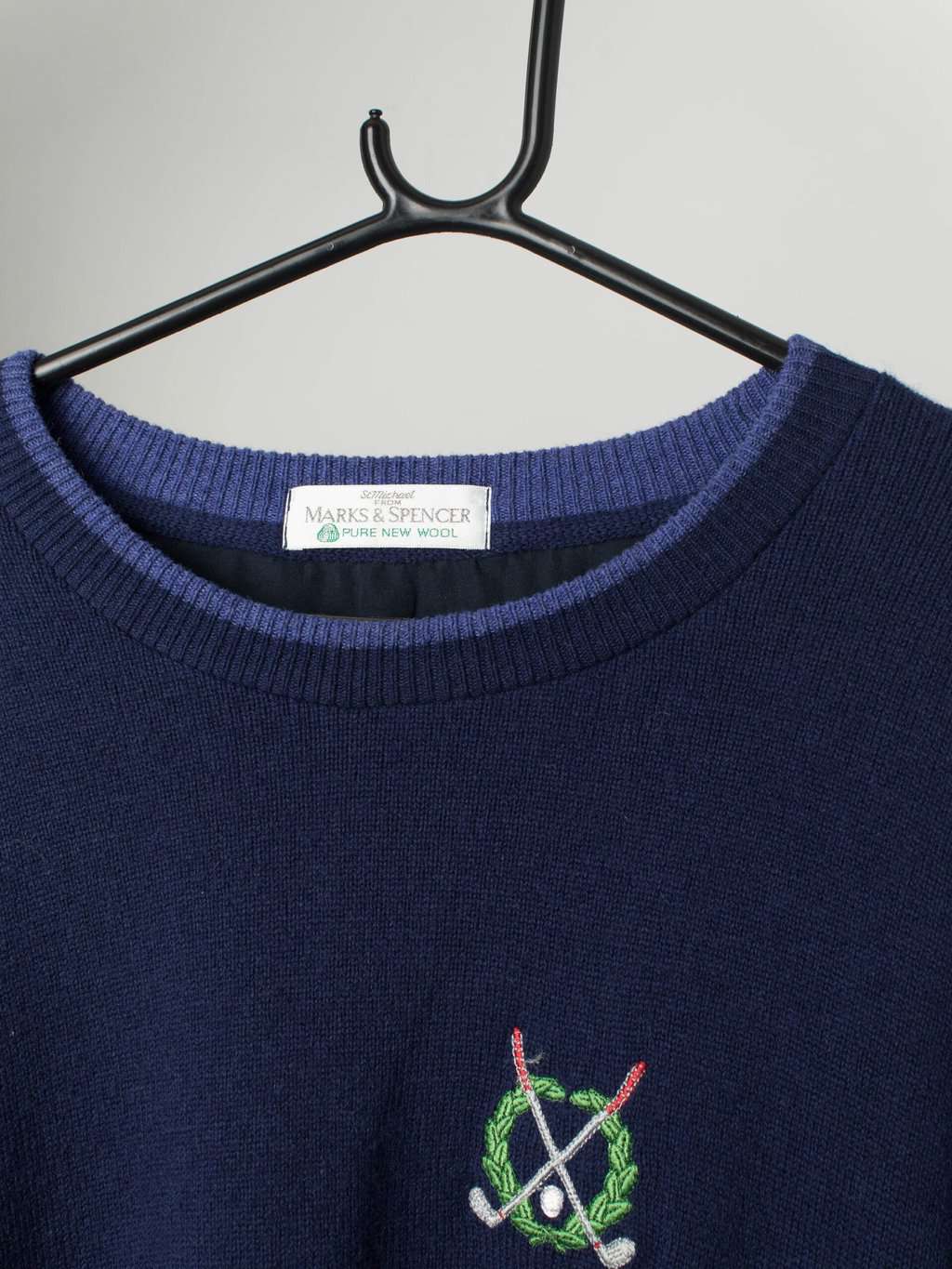 Vintage St Michael golf jumper in navy blue - 2XL - Image 2