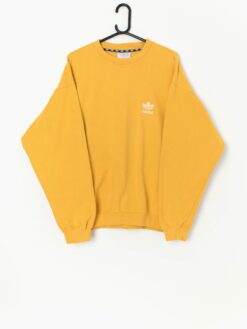 Vintage Adidas Jumper In Bright Yellow Large Xl