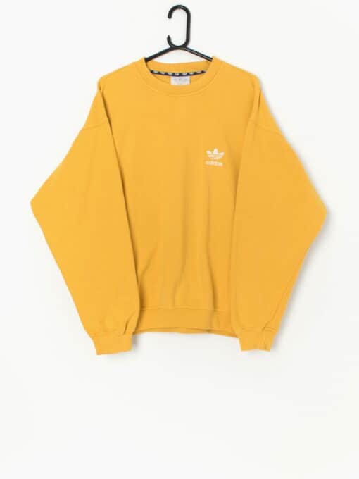 Vintage Adidas Jumper In Bright Yellow Large Xl