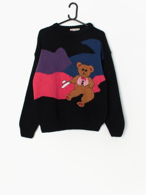 Vintage Cute Teddy Bear Jumper Medium