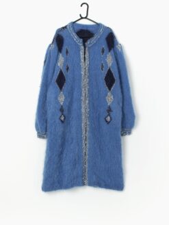 Vintage Full Length Cardigan Coat In Light Blue Large Xl