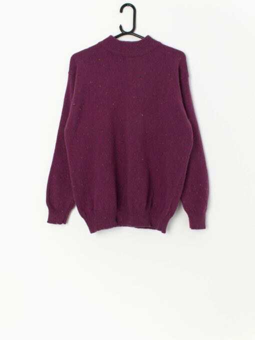 Vintage Mottled Purple Knitted Wool Jumper Medium