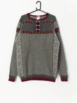 Vintage Norwegian Wool Jumper In Soft Grey Large