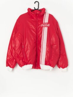 Vintage Rare Coca Cola Puffer Jacket In Cherry Red Large