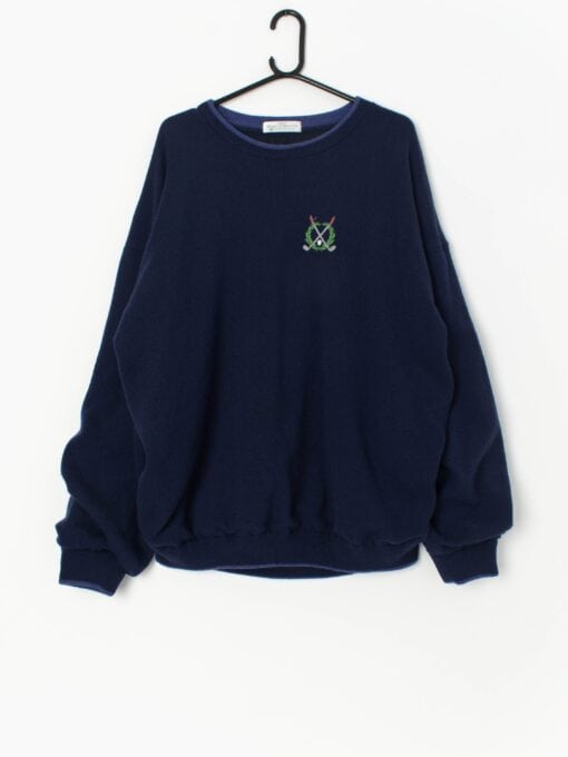 Vintage St Michael Golf Jumper In Navy Blue 2xl