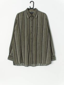 Vintage Striped Shirt In Green Brown And Black Xl