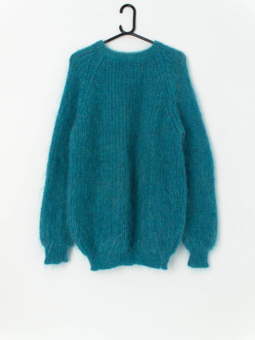 Vintage Teal Handknitted Jumper Medium Large