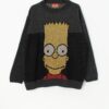 Vintage The Simpsons Ski Sweater With Bart Simpson In Grey Tones Large Xl