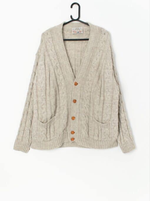 Vintage Wool And Alpaca Cable Knit Cardigan Large
