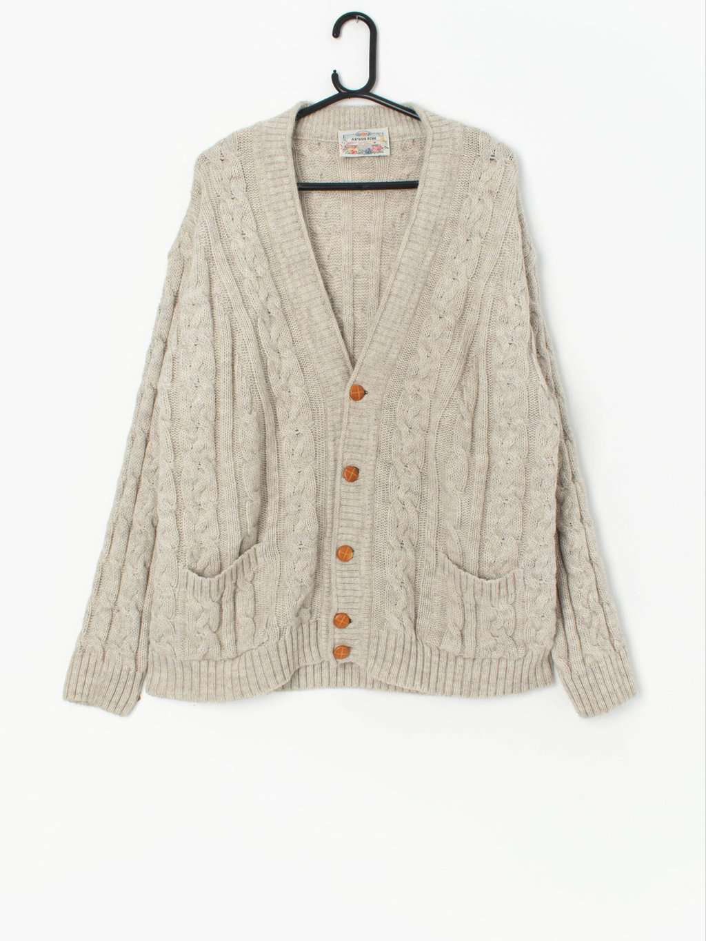 Vintage Wool And Alpaca Cable Knit Cardigan Large