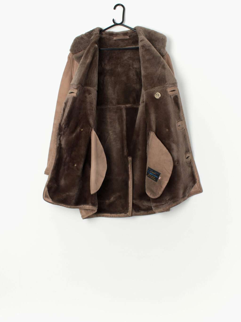 Vintage sheepskin jacket in pastel brown - Medium / Large - Image 2
