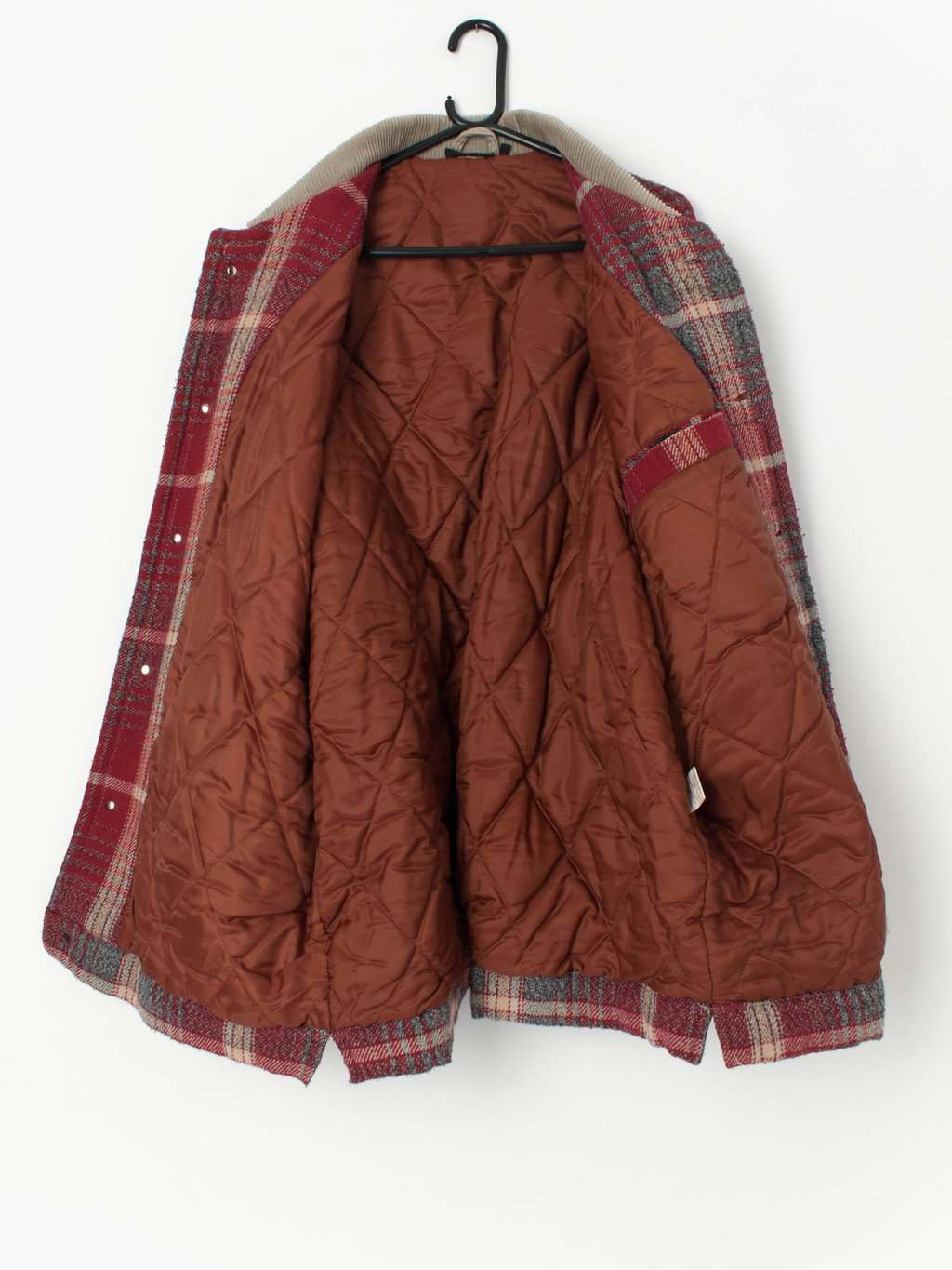 Vintage O'Neill quilted plaid jacket in red and grey - XL - Image 3