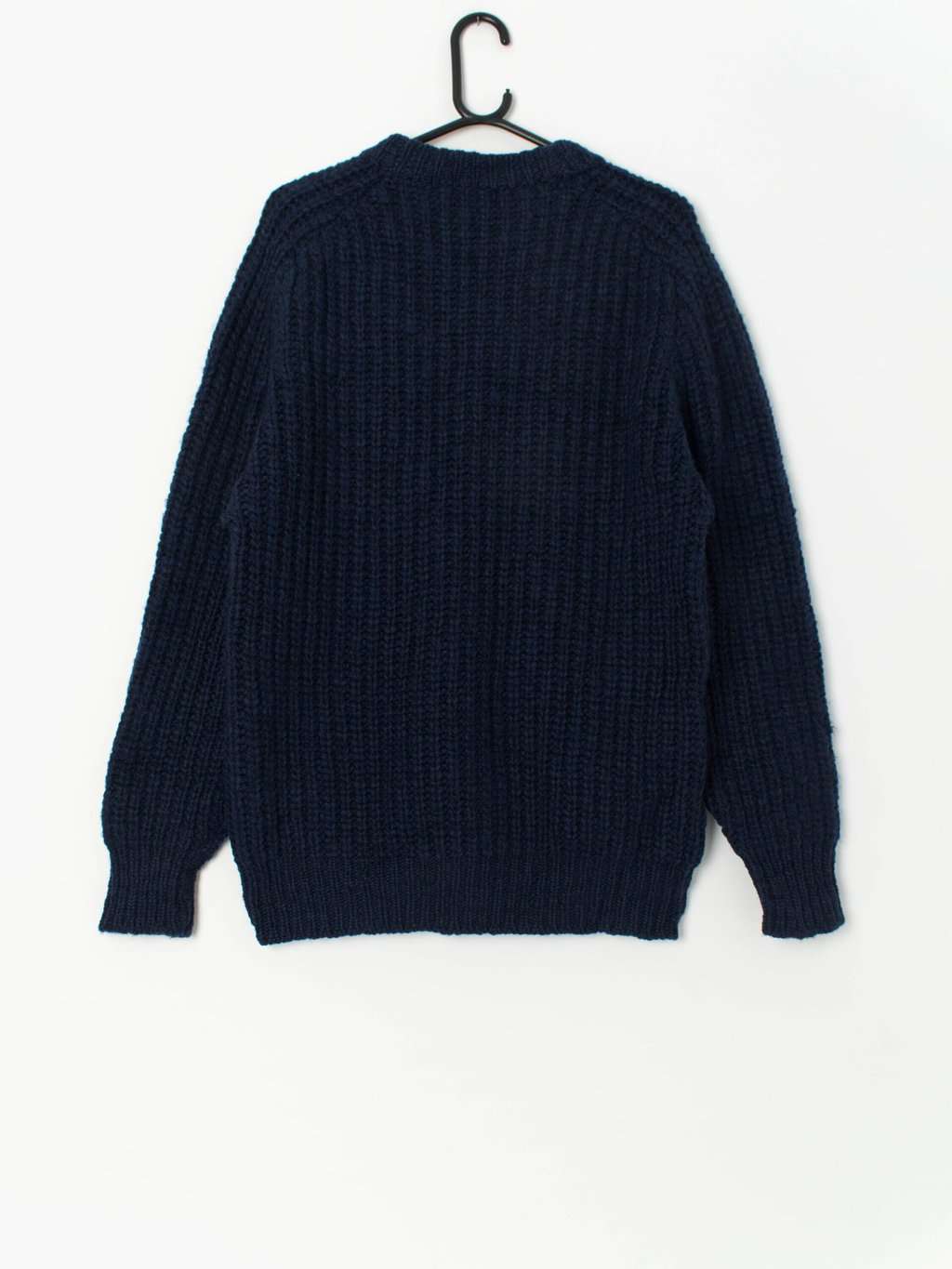 Vintage men's chunky navy blue knitted jumper - S / M - Image 3